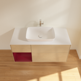 Тумба под раковину Villeroy & Boch Finion 120х50,1 см с подсветкой МДФ шпон дуба/стекло белое матовое F821HBPC