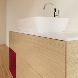 Тумба под раковину Villeroy & Boch Finion 120х50,1 см с подсветкой МДФ шпон дуба/стекло белое матовое F821HBPC