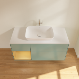 Тумба под раковину Villeroy & Boch Finion 120х50,1 см с подсветкой МДФ оливковый матовый лак/стекло белое матовое F821HFGM