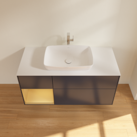 Тумба под раковину Villeroy & Boch Finion 120х50,1 см с подсветкой МДФ темно-синий матовый лак/стекло белое матовое F821HFHG