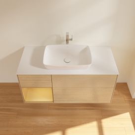 Тумба под раковину Villeroy & Boch Finion 120х50,1 см с подсветкой МДФ шпон дуба/стекло белое матовое F821HFPC