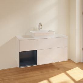 Тумба под раковину Villeroy & Boch Finion 120х50,1 см с подсветкой МДФ глянцевый белый лак/стекло белое матовое F821HGGF