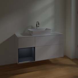 Тумба под раковину Villeroy & Boch Finion 120х50,1 см с подсветкой МДФ глянцевый белый лак/стекло белое матовое F821HGGF