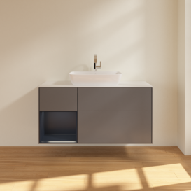 Тумба под раковину Villeroy & Boch Finion 120х50,1 см с подсветкой МДФ антрацит матовый лак/стекло белое матовое F821HGGK