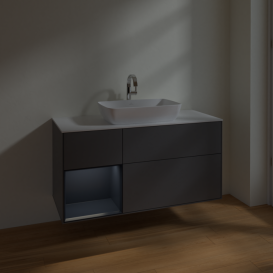 Тумба под раковину Villeroy & Boch Finion 120х50,1 см с подсветкой МДФ антрацит матовый лак/стекло белое матовое F821HGGK