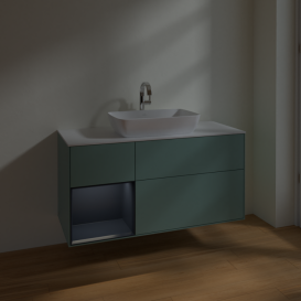 Тумба под раковину Villeroy & Boch Finion 120х50,1 см с подсветкой МДФ оливковый матовый лак/стекло белое F821HGGM