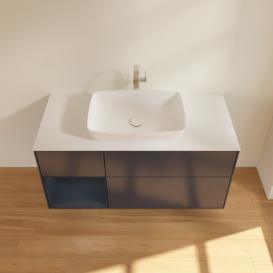 Тумба под раковину Villeroy & Boch Finion 120х50,1 см с подсветкой МДФ темно-синий матовый лак/стекло белое матовое F821HGHG