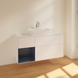 Тумба под раковину Villeroy & Boch Finion 120х50,1 см с подсветкой МДФ белый матовый лак/стекло белое матовое F821HGMT