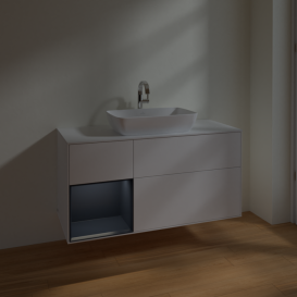 Тумба под раковину Villeroy & Boch Finion 120х50,1 см с подсветкой МДФ белый матовый лак/стекло белое матовое F821HGMT