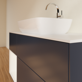 Тумба под раковину Villeroy & Boch Finion 120х50,1 см с подсветкой МДФ темно-синий матовый лак/стекло белое матовое F821MTHG
