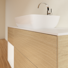 Тумба под раковину Villeroy & Boch Finion 120х50,1 см с подсветкой МДФ шпон дуба/стекло белое матовое F821MTPC