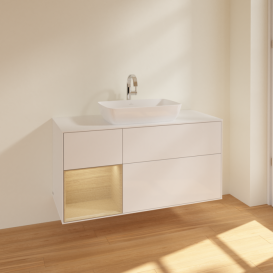 Тумба под раковину Villeroy & Boch Finion 120х50,1 см с подсветкой МДФ глянцевый белый лак/стекло белое матовое F821PCGF