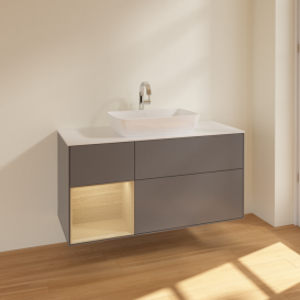 Тумба под раковину Villeroy & Boch Finion 120х50,1 см с подсветкой МДФ антрацит матовый лак/стекло белое матовое F821PCGK