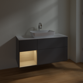 Тумба под раковину Villeroy & Boch Finion 120х50,1 см с подсветкой МДФ антрацит матовый лак/стекло белое матовое F821PCGK