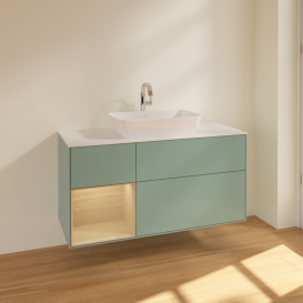 Тумба под раковину Villeroy & Boch Finion 120х50,1 см с подсветкой МДФ оливковый матовый лак/стекло белое матовое F821PCGM