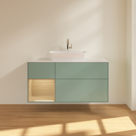 Тумба под раковину Villeroy & Boch Finion 120х50,1 см с подсветкой МДФ оливковый матовый лак/стекло белое матовое F821PCGM