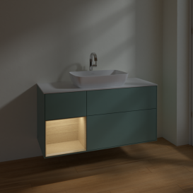 Тумба под раковину Villeroy & Boch Finion 120х50,1 см с подсветкой МДФ оливковый матовый лак/стекло белое матовое F821PCGM