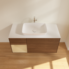 Тумба под раковину Villeroy & Boch Finion 120х50,1 см с подсветкой МДФ шпон грецкого ореха/стекло белое матовое F821PCGN