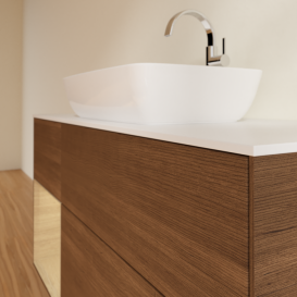 Тумба под раковину Villeroy & Boch Finion 120х50,1 см с подсветкой МДФ шпон грецкого ореха/стекло белое матовое F821PCGN