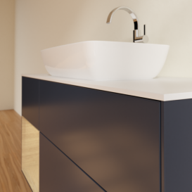 Тумба под раковину Villeroy & Boch Finion 120х50,1 см с подсветкой МДФ темно-синий матовый лак/стекло белое матовое F821PCHG