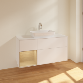 Тумба под раковину Villeroy & Boch Finion 120х50,1 см с подсветкой МДФ белый матовый лак/стекло белое матовое F821PCMT