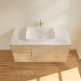 Тумба под раковину Villeroy & Boch Finion 120х50,1 см с подсветкой МДФ шпон дуба/стекло белое матовое F821PCPC