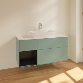 Тумба под раковину Villeroy & Boch Finion 120х50,1 см с подсветкой МДФ оливковый матовый лак/стекло белое матовое F821PDGM