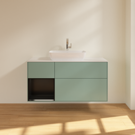 Тумба под раковину Villeroy & Boch Finion 120х50,1 см с подсветкой МДФ оливковый матовый лак/стекло белое матовое F821PDGM