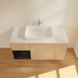 Тумба под раковину Villeroy & Boch Finion 120х50,1 см с подсветкой МДФ шпон дуба/стекло белое матовое F821PDPC