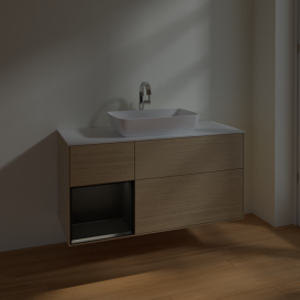 Тумба под раковину Villeroy & Boch Finion 120х50,1 см с подсветкой МДФ шпон дуба/стекло белое матовое F821PDPC