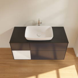 Тумба под раковину Villeroy & Boch Finion 120х50,1 см с подсветкой МДФ темно-синий матовый лак/стекло черное матовое F822GFHG