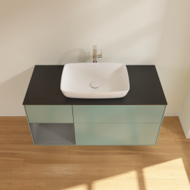 Тумба под раковину Villeroy & Boch Finion 120х50,1 см с подсветкой МДФ оливковый матовый лак/стекло черное матовое F822GKGM