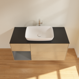 Тумба под раковину Villeroy & Boch Finion 120х50,1 см с подсветкой МДФ шпон дуба/стекло черное матовое F822GKPC