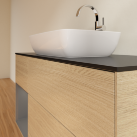 Тумба под раковину Villeroy & Boch Finion 120х50,1 см с подсветкой МДФ шпон дуба/стекло черное матовое F822GKPC