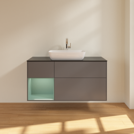 Тумба под раковину Villeroy & Boch Finion 120х50,1 см с подсветкой МДФ антрацит матовый лак/стекло черное матовое F822GMGK