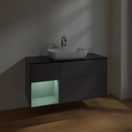 Тумба под раковину Villeroy & Boch Finion 120х50,1 см с подсветкой МДФ антрацит матовый лак/стекло черное матовое F822GMGK
