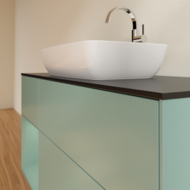 Тумба под раковину Villeroy & Boch Finion 120х50,1 см с подсветкой МДФ оливковый матовый лак/стекло черное матовое F822GMGM