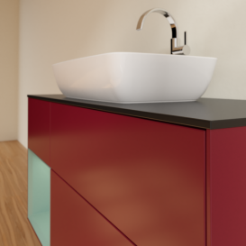 Тумба под раковину Villeroy & Boch Finion 120х50,1 см с подсветкой МДФ пион матовый лак/стекло черное матовое F822GMHB