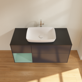 Тумба под раковину Villeroy & Boch Finion 120х50,1 см с подсветкой МДФ темно-синий матовый лак/стекло черное матовое F822GMHG