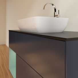Тумба под раковину Villeroy & Boch Finion 120х50,1 см с подсветкой МДФ темно-синий матовый лак/стекло черное матовое F822GMHG