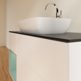 Тумба под раковину Villeroy & Boch Finion 120х50,1 см с подсветкой МДФ белый матовый лак/стекло черное матовое F822GMMT