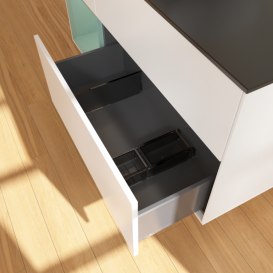 Тумба под раковину Villeroy & Boch Finion 120х50,1 см с подсветкой МДФ белый матовый лак/стекло черное матовое F822GMMT