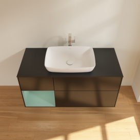 Тумба под раковину Villeroy & Boch Finion 120х50,1 см с подсветкой МДФ черный матовый лак/стекло черное матовое F822GMPD