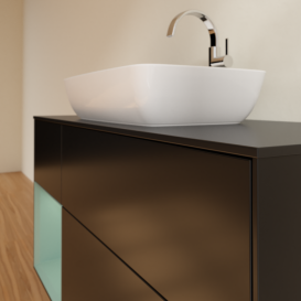 Тумба под раковину Villeroy & Boch Finion 120х50,1 см с подсветкой МДФ черный матовый лак/стекло черное матовое F822GMPD