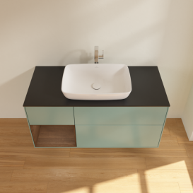 Тумба под раковину Villeroy & Boch Finion 120х50,1 см с подсветкой МДФ оливковый матовый лак/стекло черное матовое F822GNGM