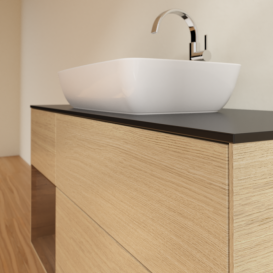 Тумба под раковину Villeroy & Boch Finion 120х50,1 см с подсветкой МДФ шпон дуба/стекло черное матовое F822GNPC