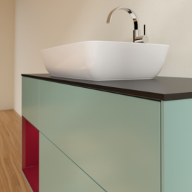 Тумба под раковину Villeroy & Boch Finion 120х50,1 см с подсветкой МДФ оливковый матовый лак/стекло черное матовое F822HBGM