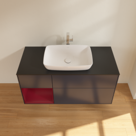 Тумба под раковину Villeroy & Boch Finion 120х50,1 см с подсветкой МДФ темно-синий матовый лак/стекло черное матовое F822HBHG