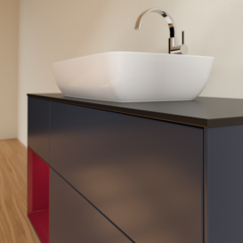 Тумба под раковину Villeroy & Boch Finion 120х50,1 см с подсветкой МДФ темно-синий матовый лак/стекло черное матовое F822HBHG