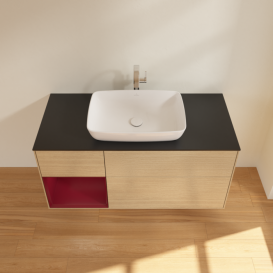 Тумба под раковину Villeroy & Boch Finion 120х50,1 см с подсветкой МДФ шпон дуба/стекло черное матовое F822HBPC